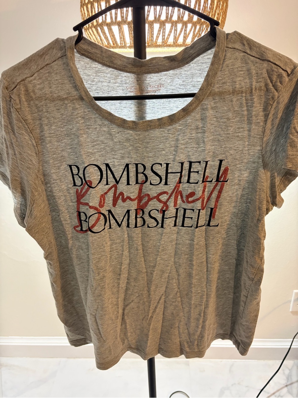 PINK Victoria's Secret Gray Short-Sleeve 'Bombshell' Graphic Tee